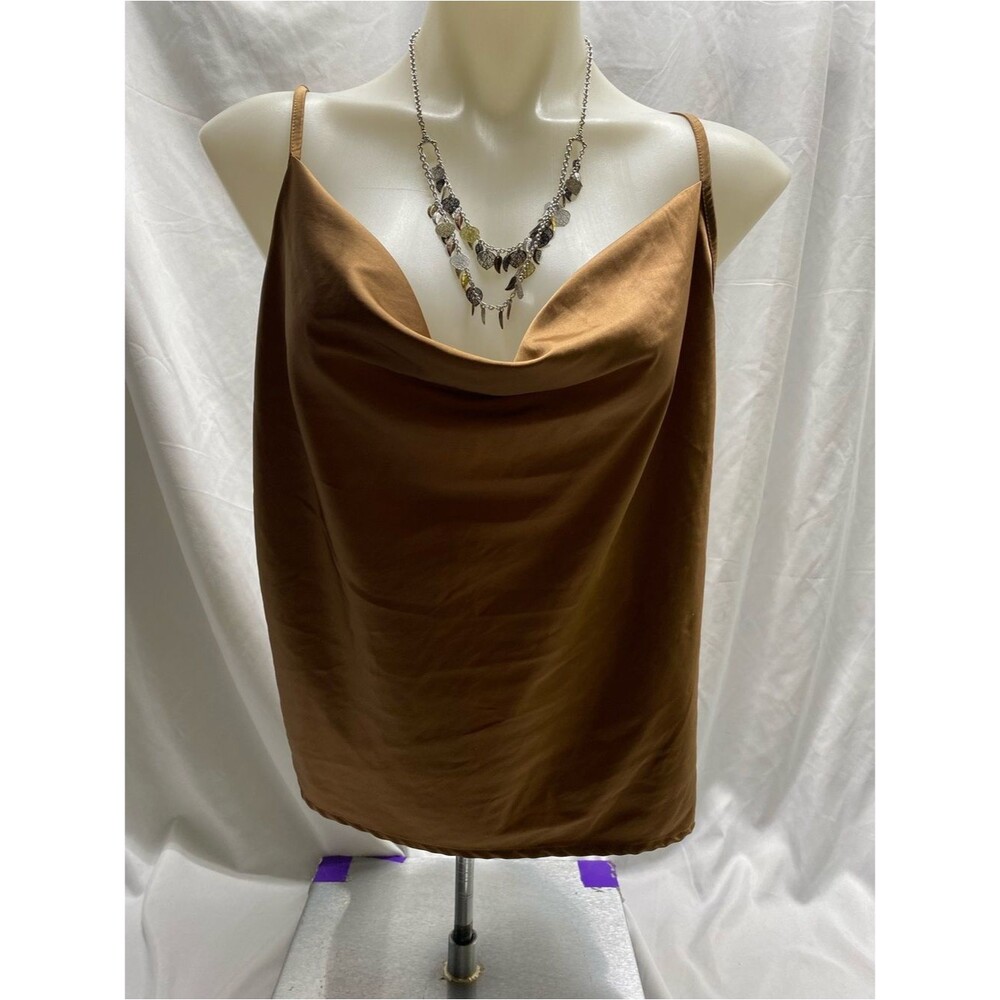 * Simplee XXL Copper Satin Cowl Neck Cami tank top
